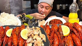 LOBSTER HIPON TAHONG ULANG SEAFOODS CRAYFISH  CRAWFISH Filipino Food Mukbang [upl. by Ykcul881]