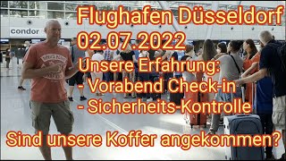 FlughafenChaos Unsere Erfahrung am Flughafen Düsseldorf DUS 02072022 Condor VorabendCheckin [upl. by Agathy]