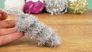 Weihnachtsdeko Häkeln mit Creativ Bubble Wolle  Glitzer Deko selber machen  Baumschmuck [upl. by Ecille]