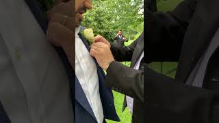 Capel Manor Wedding Celebrant  London Weddings Blessings  Jonathan attaching buttonholes to guest [upl. by Nyleve]