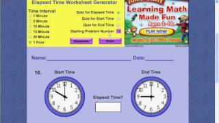 Elapsed Time Worksheet Generator Demo [upl. by Brout249]