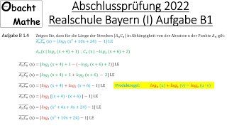 Abschlussprüfung Mathe 2022 Realschule Bayern Gruppe 1  Aufgabe B1 vorgerechnet  ObachtMathe [upl. by Aniratac]