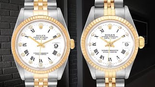 Rolex Datejust Steel Yellow Gold White Roman Diamond Dial 16233  68273  69173  SwissWatchExpo [upl. by Etteiram]