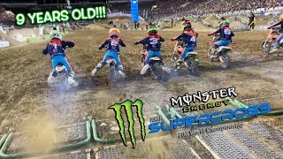 LITTLE KIDS RACING VEGAS SUPERCROSS Huckson Deegan races the KTM Challenge [upl. by Padegs]