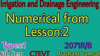 Chapter2 Numerical  Types1  Irrigation Engineering  Prashant YT CTEVT Diploma Civil6th sem [upl. by Nnylekoorb679]