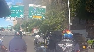 Watch Biker gang chases beats SUV driver in NYC [upl. by Ewald]