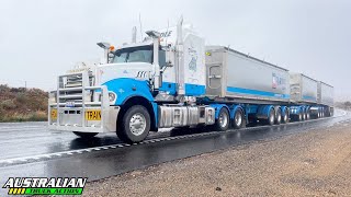 Kenworth T909 K200 and Mack road train uphill run [upl. by Ydnagrub]