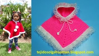 poncho tejido a crochet para navidad o para el invierno con puntos básicos [upl. by Thalia]