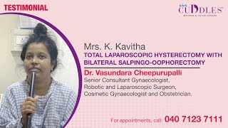 Total Laparoscopic Hysterectomy with Bilateral SalpingoOophorectomy  Dr Vasundara Cheepurupalli [upl. by Aynotan]