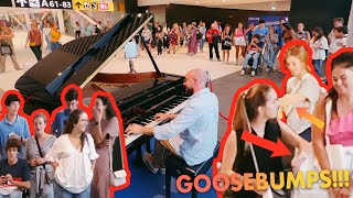 PARADISE by Coldplay and people got GOOSEBUMPS 😮 Public Piano Performance at Rome Airport [upl. by Amye964]