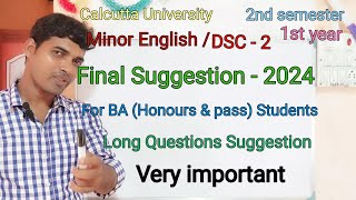 Minor English মাইনর ইংলিশ Suggestion 2024DSC  2 1st year2nd semester for BA honoursamp passCU [upl. by Kaylyn]