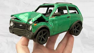 Crash Test Car Niva made of Plasticine clay [upl. by Ferdinanda249]