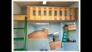 BUILD A LOFT BED WITH NO SUPPORT BEAMS AND EXTRAS [upl. by Fellner]