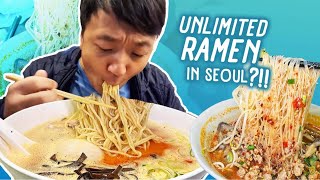 UNLIMITED REFILLS Ramen Noodles Best ALL YOU CAN EAT Ramen in Seoul South Korea [upl. by Forcier462]