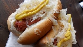 🌭 My first hotdog lunch with Sauerkraut at Times Square [upl. by Akoek]