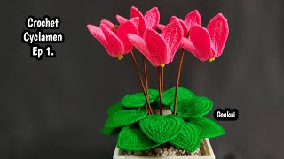 Crochet flower  Crochet Cyclamen flower Ep 1Petals crochetflower crochet tutorial diy [upl. by Sauder]