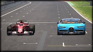 Bugatti Chiron vs Ferrari F1 Circuit and Drag test [upl. by Aliled]