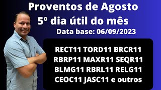 DI News Proventos do 5º Dia útil FIIs de tijolos RECT11 TORD11 BRCR11 RBRP11 MAXR11 SEQR e outros [upl. by Hannavas684]