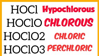 Hypochlorous  Chlorous  Chloric  Perchloric acids oxyacidsofchlorine [upl. by Llennoc810]