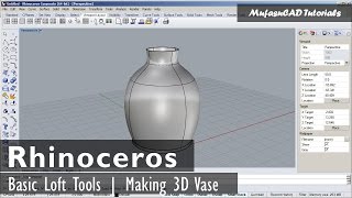 Rhinoceros Basic Tutorial  Loft Tools  3D Vase [upl. by Thanos]