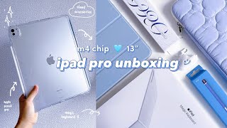 new✨ m4 iPad Pro 13” unboxing 🩵 apple pencil pro magic keyboard  accessories [upl. by Lorelie]