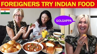 Foreigners try Indian Food  Foreigners trying PANIPURI \PAVBHAJI Indian Food reaction indianfood [upl. by Nyrrat24]