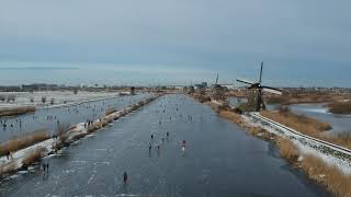 From Holland with Love 2021 Iceskating  Kinderdijk windmills World Heritage Site in Dutch Winter [upl. by Tniassuot]