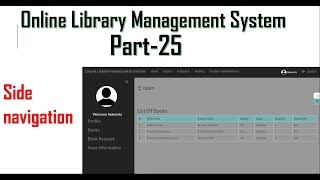 Library management system part25  Side Navigation with HTMLCSS Javascript [upl. by Aiyn6]