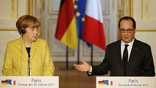 Minsker Abkommen Merkel und Hollande appellieren an Kiew und Moskau [upl. by Atteloc]