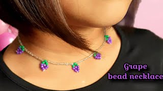 Easy to Make Beaded Grape Necklace  DIY Beautiful Beaded Necklace  Beaded jewelry [upl. by Yeruoc]