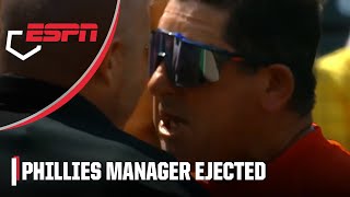 Phillies manager Rob Thomson GETS HEATED amp EJECTED after reversed HBP call 🗣️  ESPN MLB [upl. by Beichner]