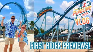 Experiencing SeaWorld Orlandos Newest Ride Pipeline The Surf Coaster Tour Rider Reviews amp More [upl. by Hgiellek]