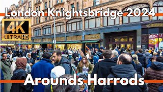 London Knightsbridge Luxury neighbourhood Around Harrods Department store 4K Walking Tour 2024 [upl. by Darum]