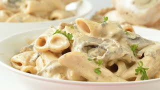 Vegan Creamy Mushroom Pasta with Cashew Cream  Healthy Vegan Dinner [upl. by Eilyah]