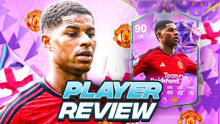 90 ULTIMATE BIRTHDAY EVOLUTION RASHFORD PLAYER REVIEW  FC 24 Ultimate Team [upl. by Yoko]