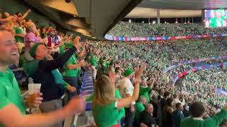 Ireland celebrate win over Scotland with Zombie The Cranberries Stade de France Paris 7102023 [upl. by Laitselec]