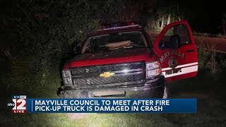 Mayville fire dept pickup truck crash topic of special Tuesday meeting [upl. by Sivet]