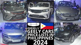 Geely Cars Pricelists in Philippines 2024  GX3 Pro amp Emgrand [upl. by Wilhide90]