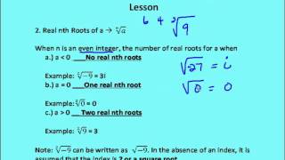 61 Evaluate Nth Roots and Rational Expressions Lesson [upl. by Ninos]