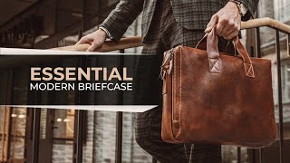 Essential Modern Briefcase  Mens Leather Laptop Bag by Von Baer Overview [upl. by Helman]