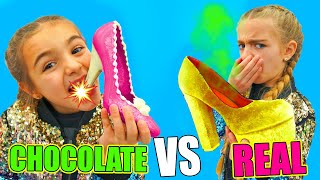 REAL VS CHOCOLATE LAS RATITAS Gisele y Claudia [upl. by Lynd]