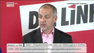 Landtagswahl Sachsen Pressekonferenz der Linken zum Wahlergebnis am 01092014 [upl. by Isaak]