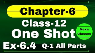 One Shot Ex 64 Class12  Chapter 6  Class 12 One Shot Ex 64 Math  Ex 64 Class 12 in One Shot [upl. by Coit93]