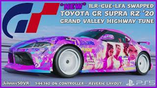 Gran Turismo 7  LFA Swapped Toyota GR Supra RZ 20 Pro Tune  Grand Valley 144140  1LRGUELFA [upl. by Sihtam]