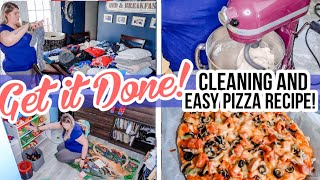 The EASIEST Pizza Dough Recipe  Ultimate Cleaning Motivation 2021  Get It All Done With Me [upl. by Ynogoham]