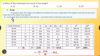 MEASURES OF VARIABILITY OF GROUPED DATA GRADE 7 WEEK 7 ASSESSMENT [upl. by Nwahsir]