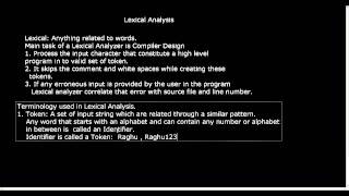 Intro to Lexical Analysis [upl. by Maram]