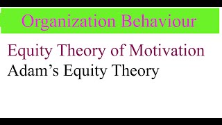 Equity theory of motivation in hindi adams equity theory of motivation organisational behaviour [upl. by Kurys]