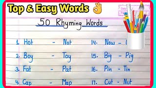 50 Rhyming wordsrhyming words in english rhyming wordsrhyming words for kindergarten [upl. by Frederigo]