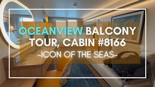 Icon of the Seas Oceanview Balcony Cabin Tour 8166 [upl. by Longo]